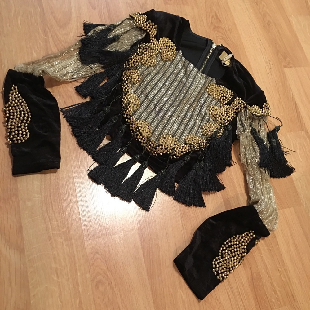 💎Fringe Tassel Velvet Jacket/Top💎 NWT - Picture 3 of 4