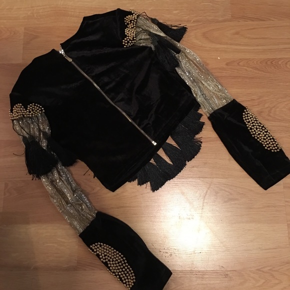 💎Fringe Tassel Velvet Jacket/Top💎 NWT - Picture 4 of 4