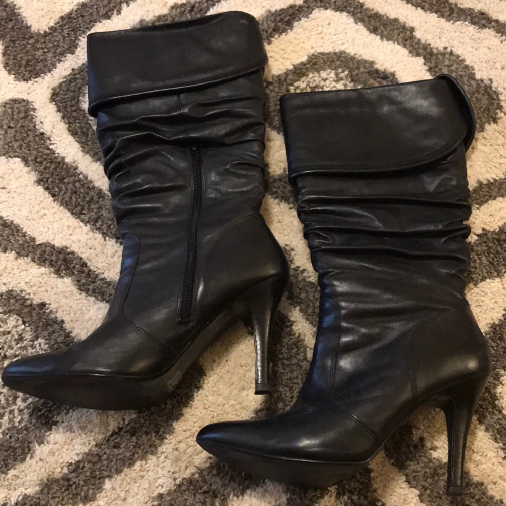 Black leather boots