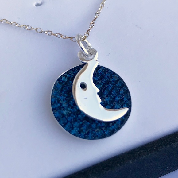 Jewelry - CZ Moon Necklace Sterling Silver