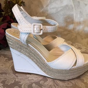 White wedge sandals