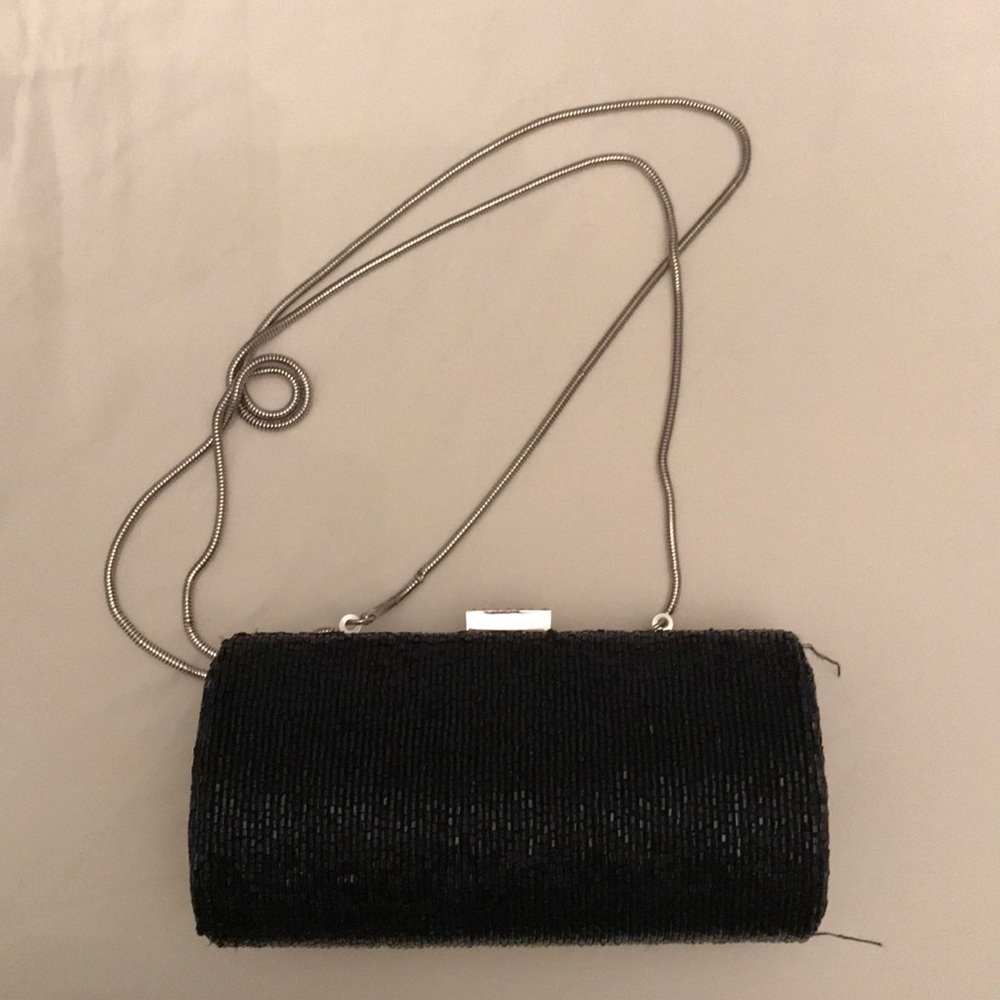 Black evening camera bag by Luisa Spagnoli.