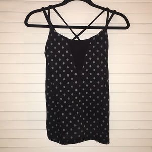 Lululemon black polka dot sheer cut out tank.