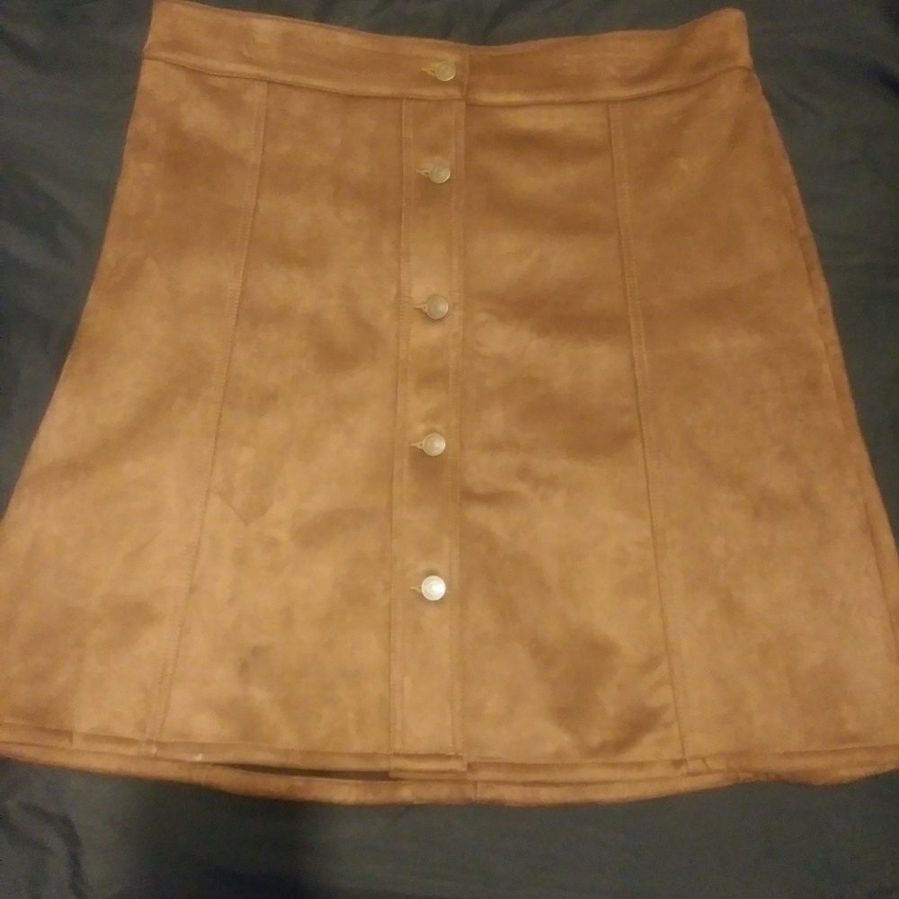 Brown Faux Suede Skirt