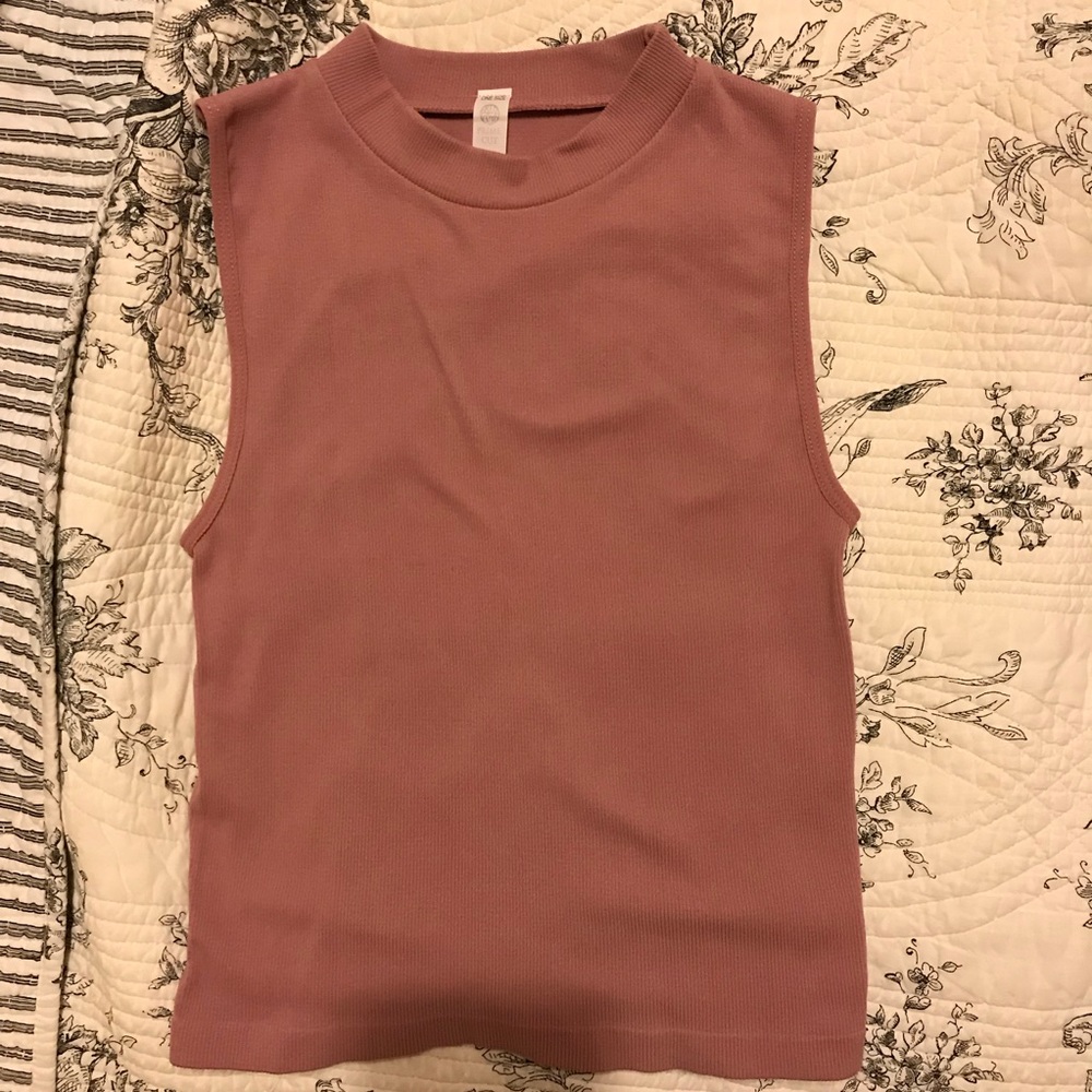 dusty rose mock neck tank