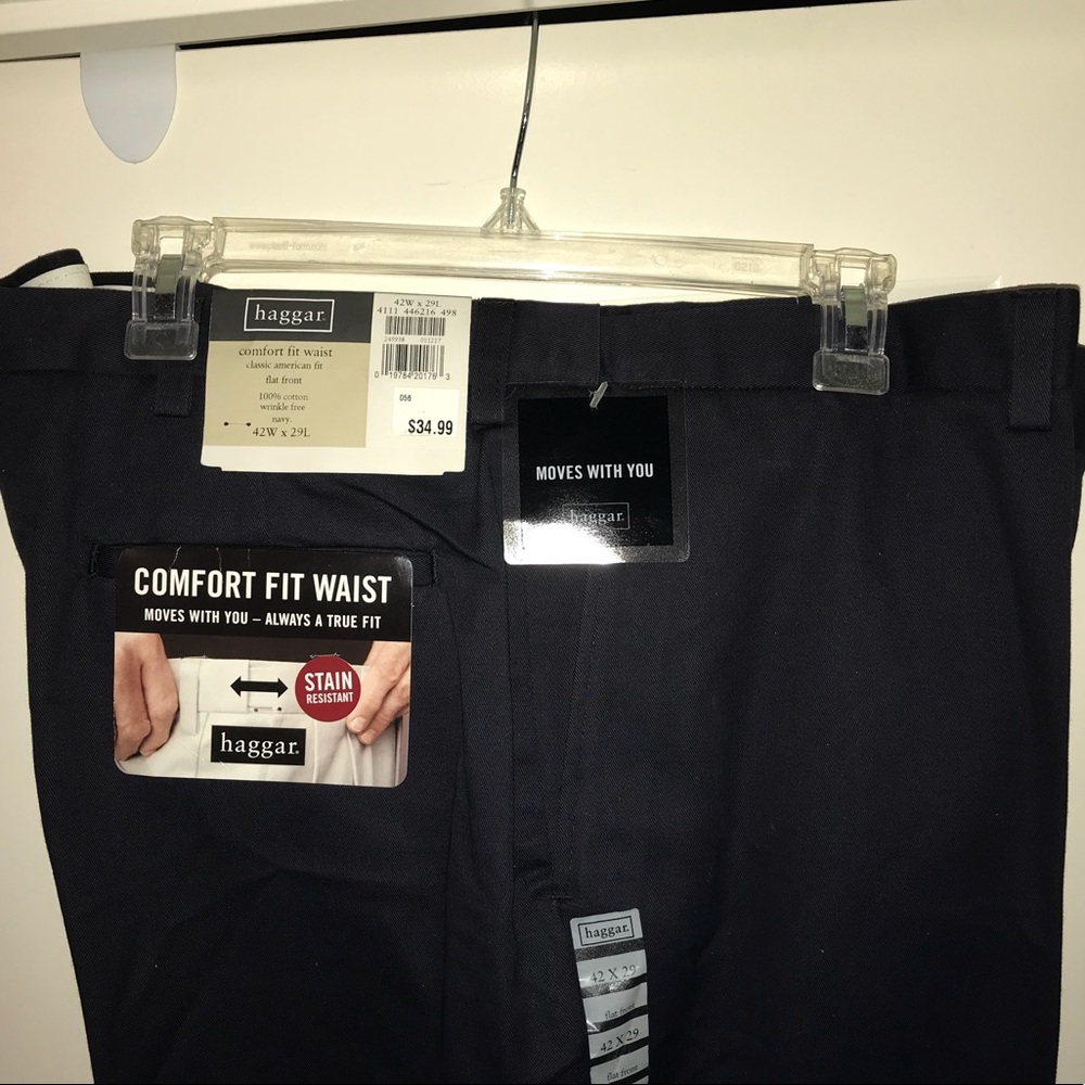 💼 NWT! HAGGAR Navy Blue Men’s Dress Pants