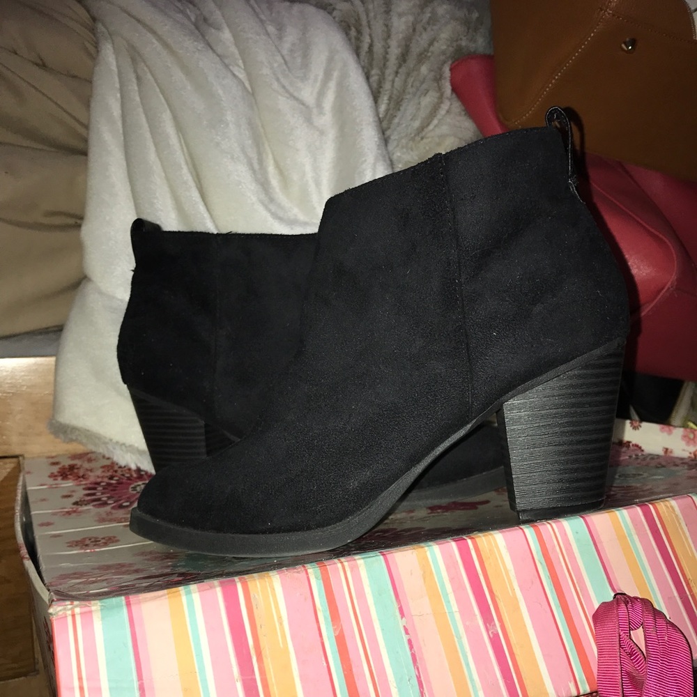 Faux Suede Black Booties