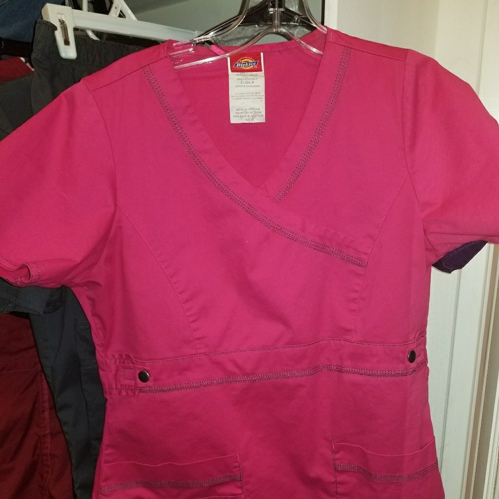 Hot pink Dickies Scrub Top