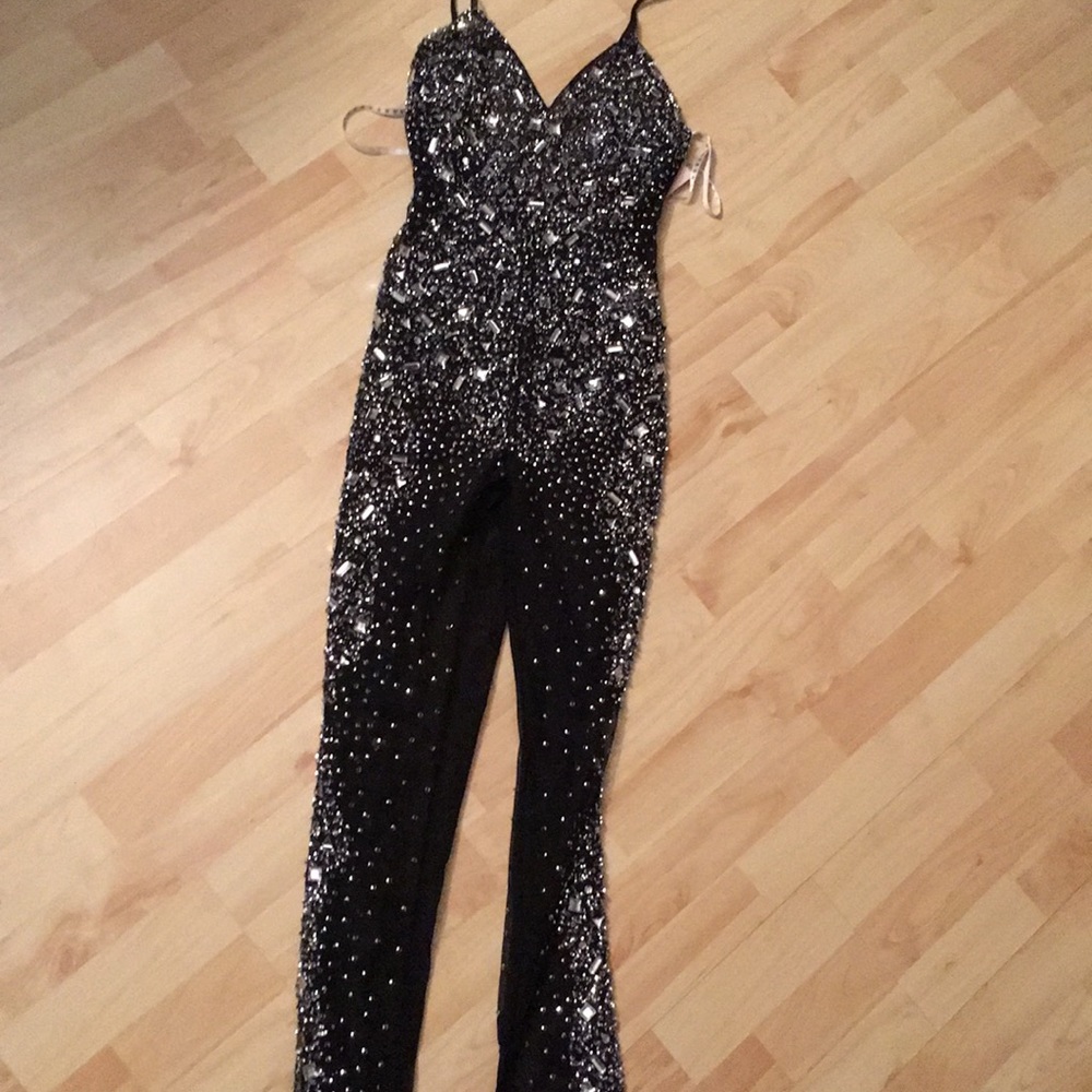 Carli Bybel Missguided Black embellished jumpsuit