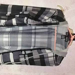 PLAID STRIPED HOODED CARDIGAN