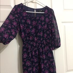 Purple and navy blue floral dress