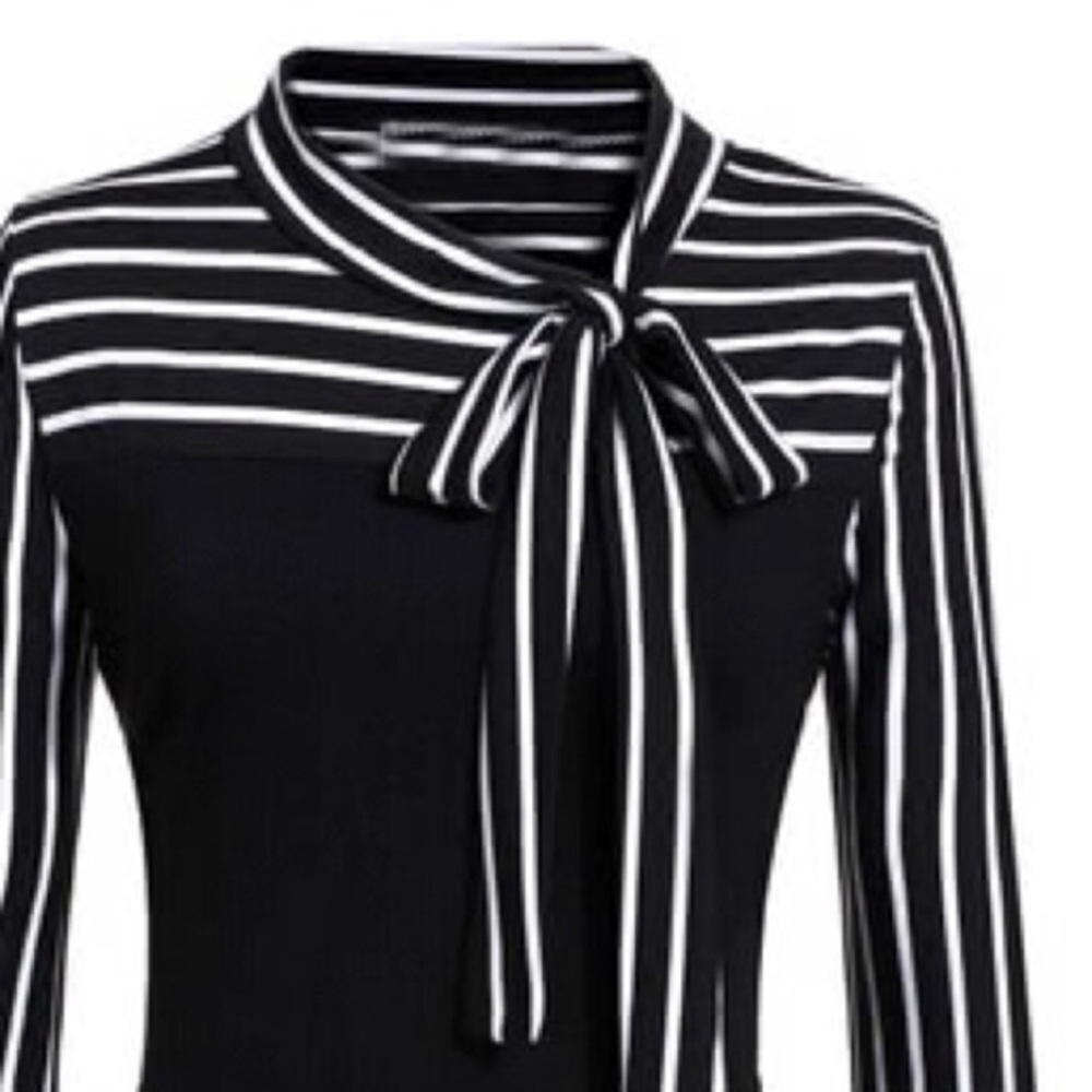 Striped Top • Tie Neck Bow Detail