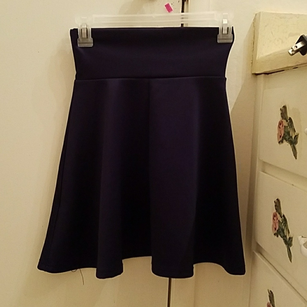 Navy Blue Fit and Flare Skirt