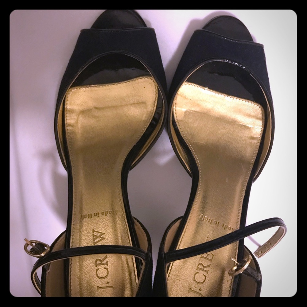J Crew Lara ankle peep toe ankle tie heel