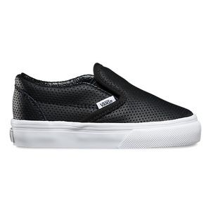 Vans Toddler 9 black leather slip on like new