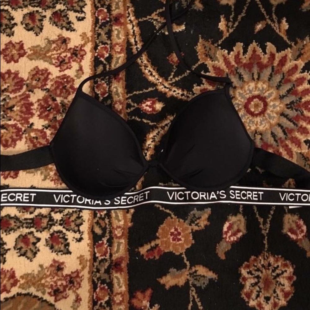 victorias secret black cutout push up bikini top