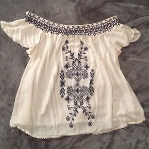 Off the shoulder sheer top