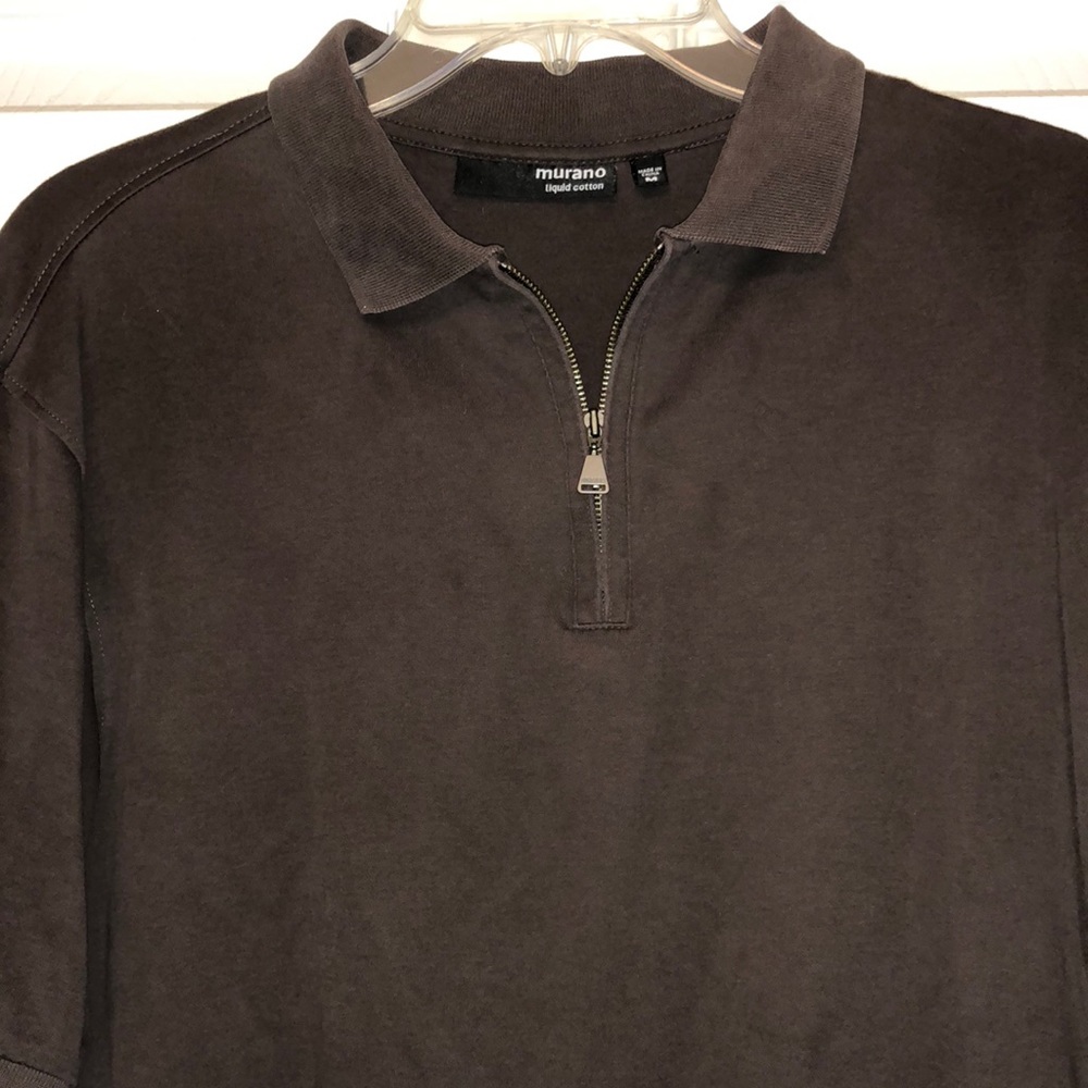 Murano Liquid Cotton M Brown Short Sleeve Shirt