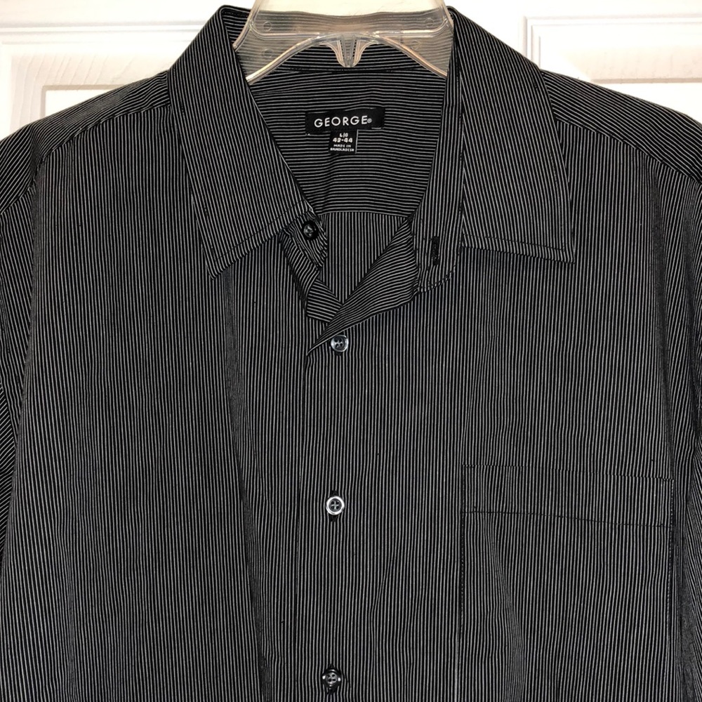 NWOT George Blk/White Striped Long Sleeve Shirt