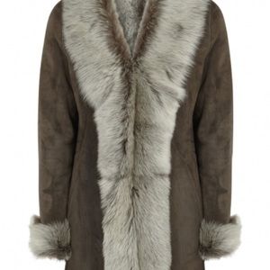 DOM GOOR Chocolate Brown Shearling Coat