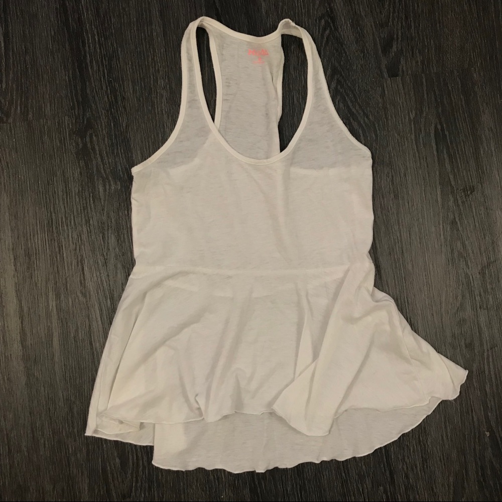 White tank top with the bottom flared
