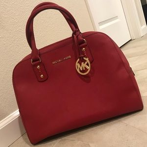 Michael Kors Large Red Saffiano Satchel