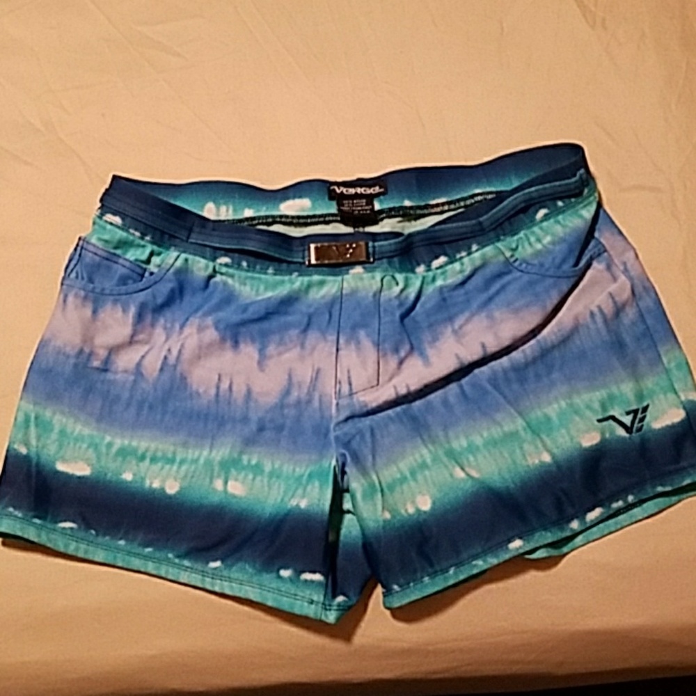 Men's XL Blue Belted Square Cut Swim Brief