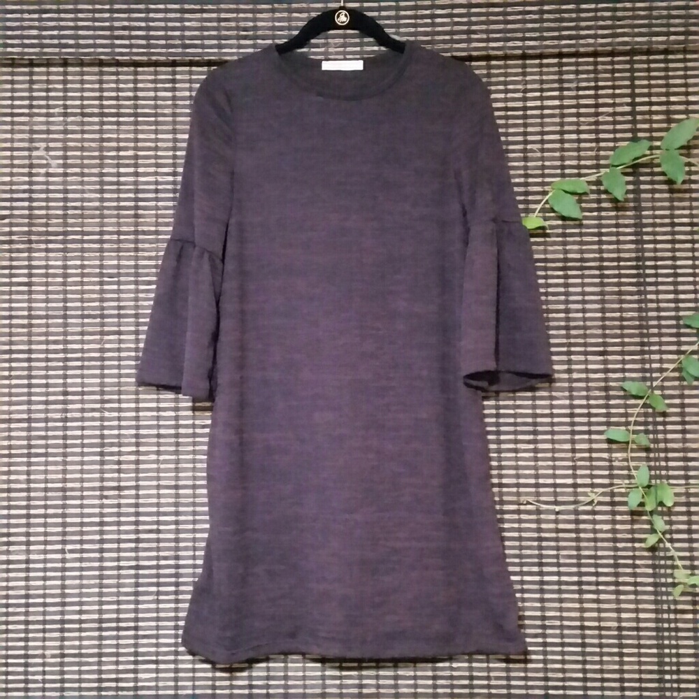NWOT Knit Heather Purple Bell Sleeve Dress Size M