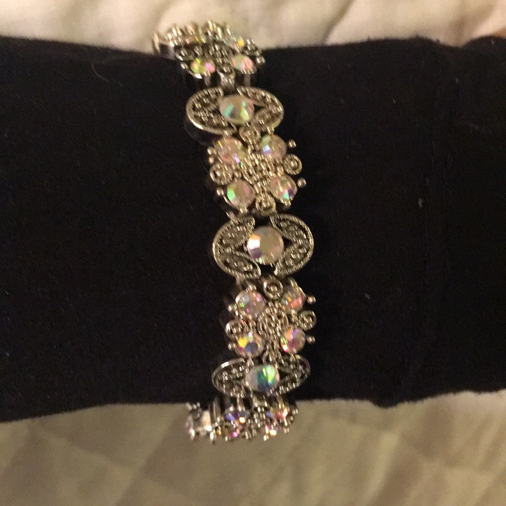 Glittery Silver Rhinestone Bracelet