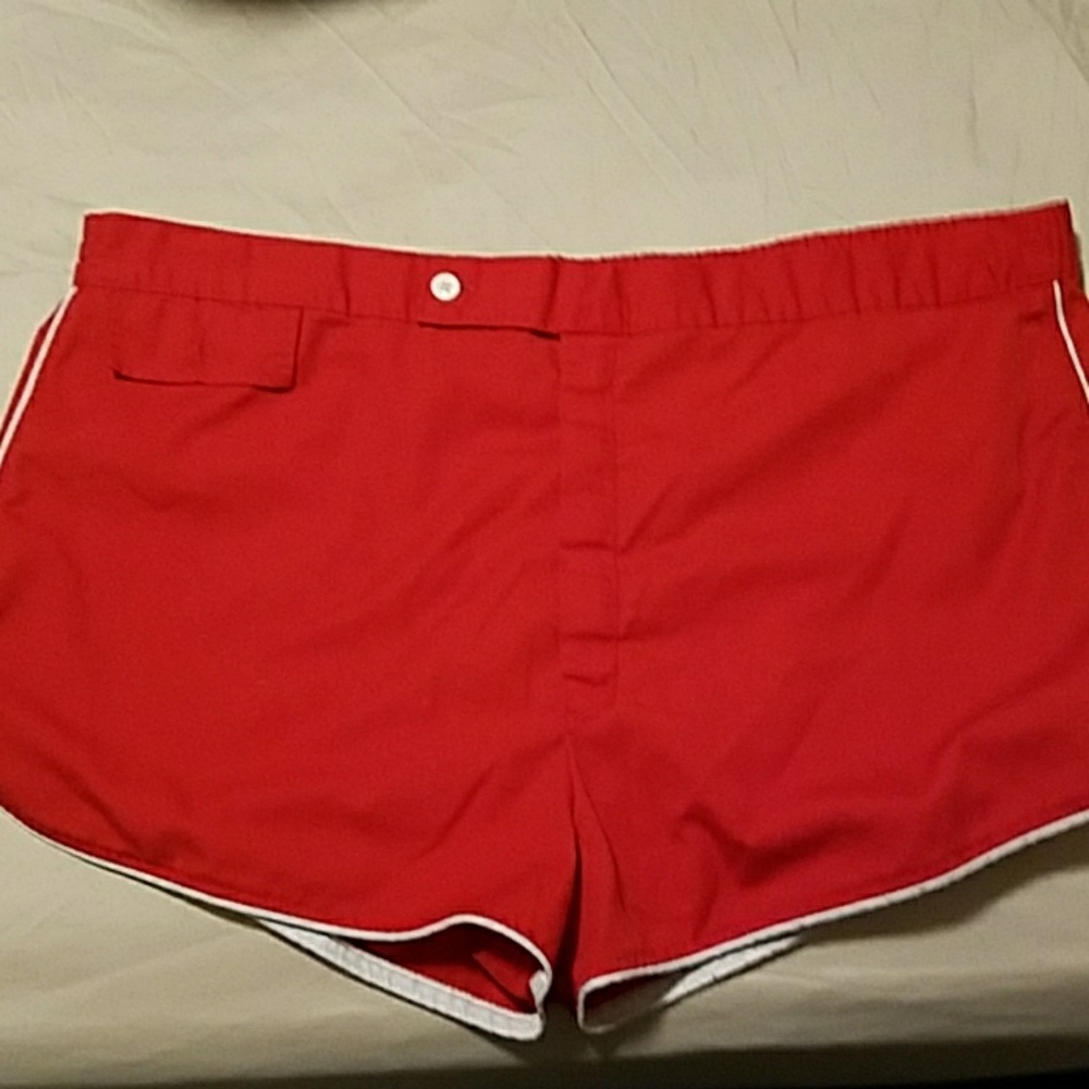 Men's Vintage Red Shorts/Swim Trunk XL Side
