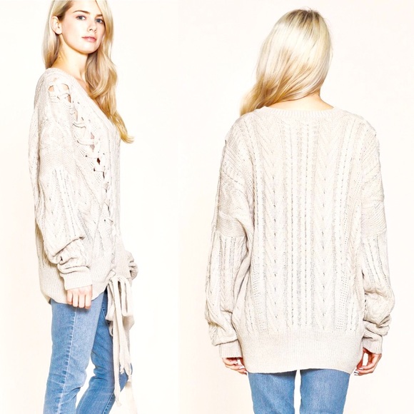 Clearance-Offer 🆑Braided Lace-Up Cable Sweater - Picture 2 of 2