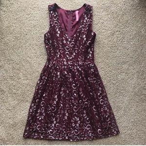 Silver and burgundy dress NEVER WORN!!!!