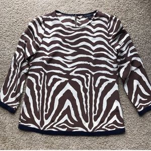 JCREW Zebra top - brown, cream and navy