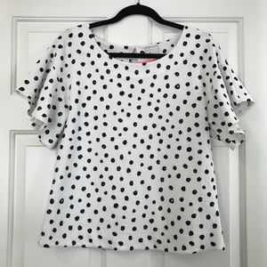 ANTHRO top - black and white polka dots