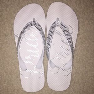 White with crystals flip-flops