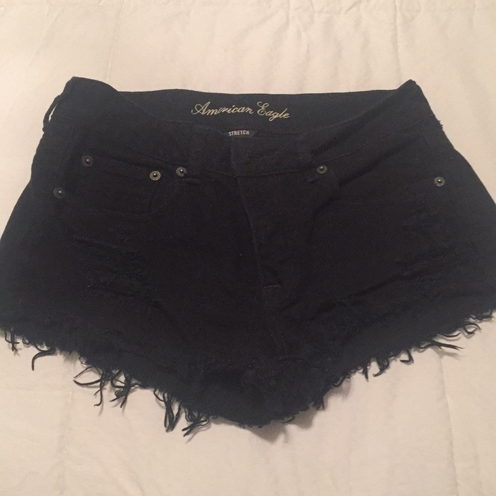 High waisted black jeans shorts