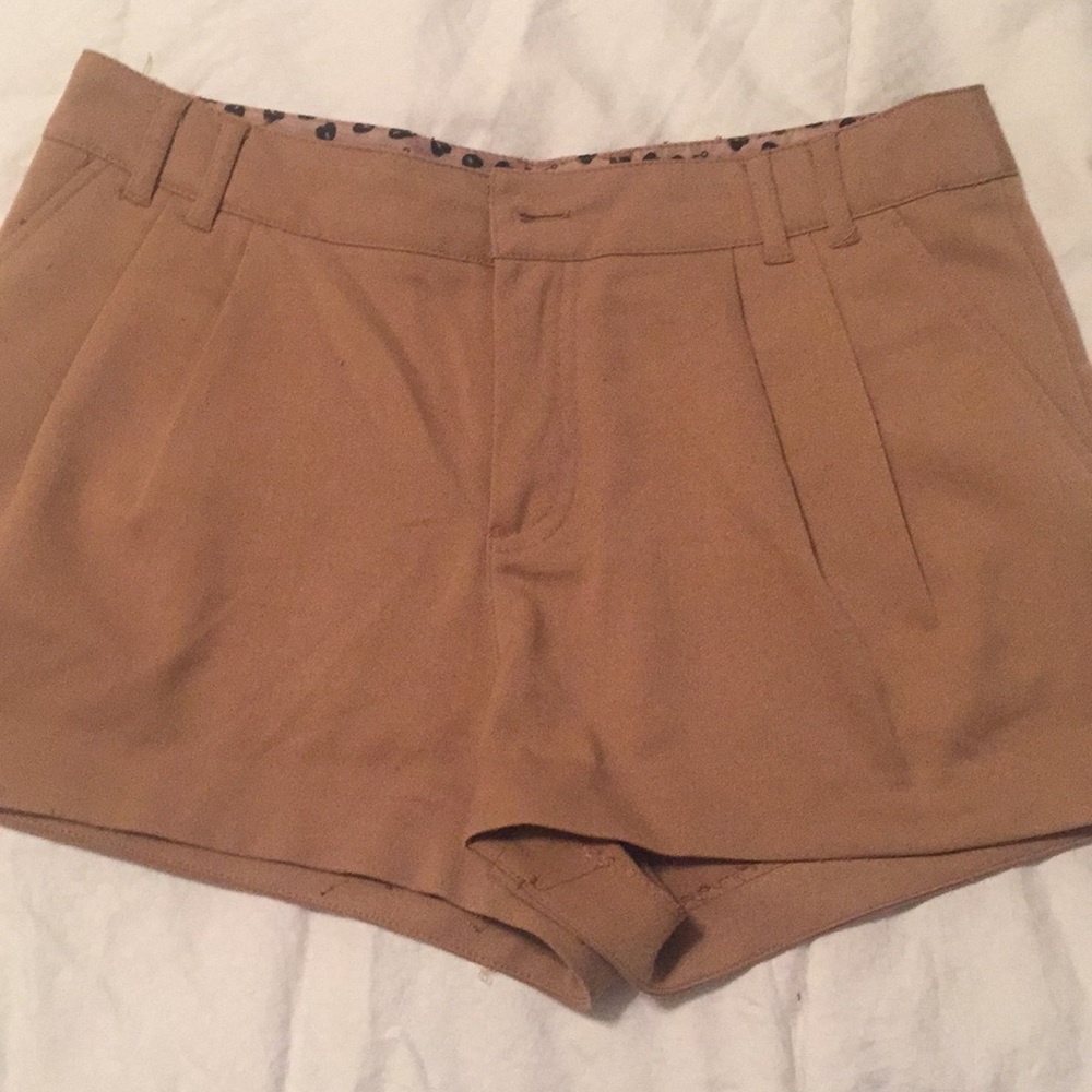 High waisted tan shorts