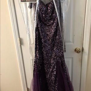 Purple sequined prom dress size 6