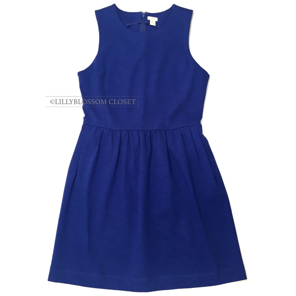 J. Crew Royal Blue Sleeveless Cotton A-Line Dress
