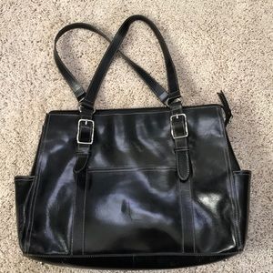 Black leather fossil bag