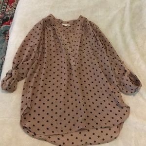 Sheer, nude, polka dot top.