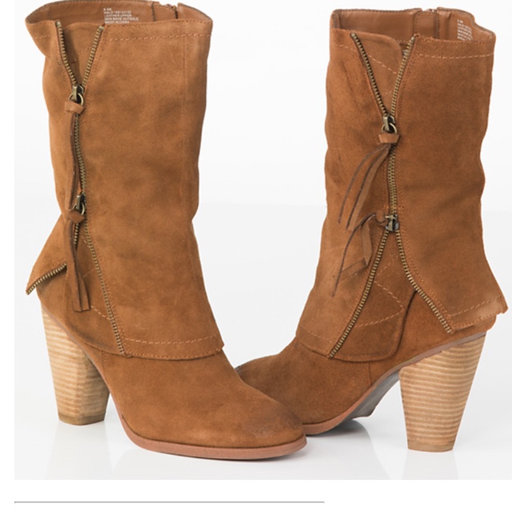 Kensie Suede Cognac Boots Size 7.5