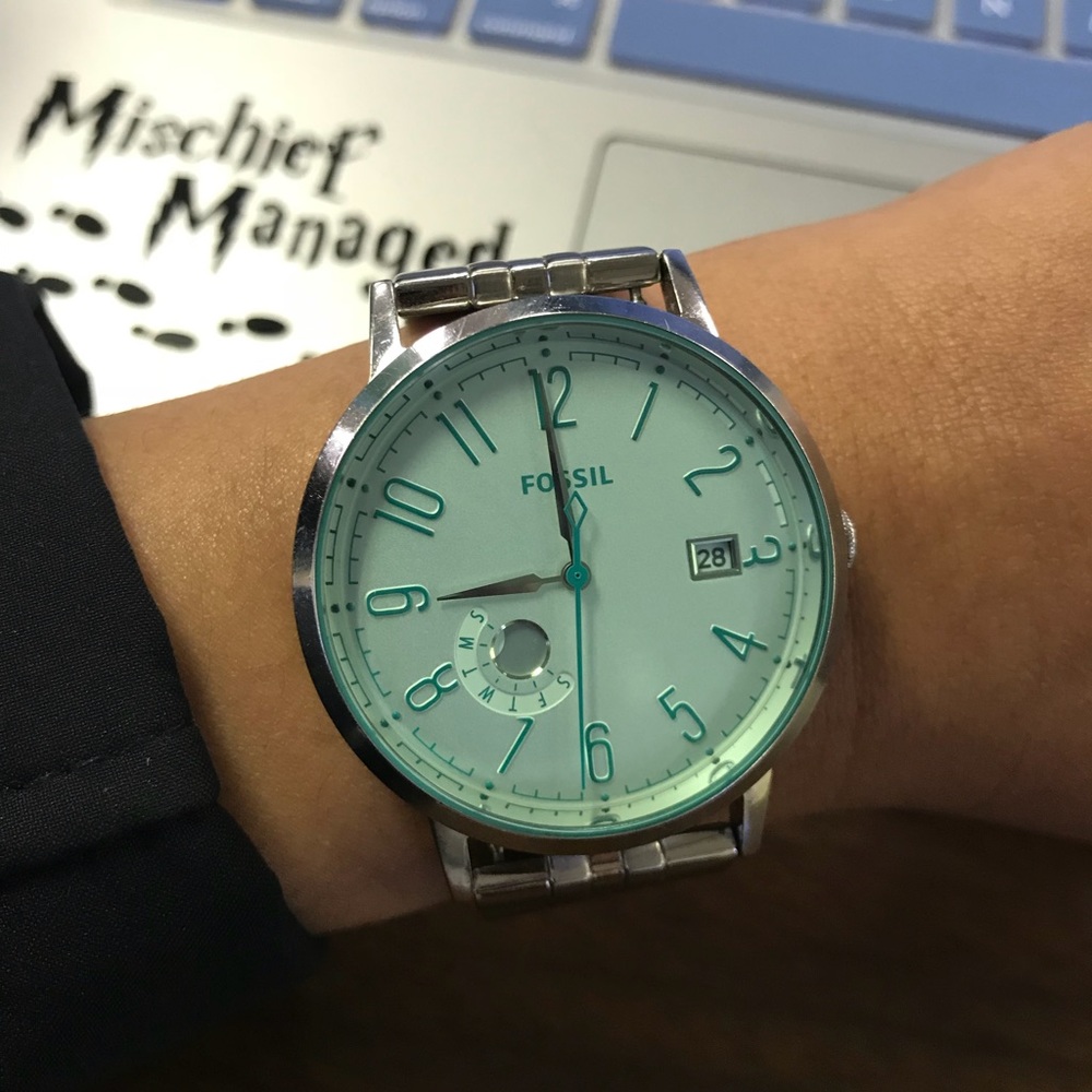 Fossil Silver & Teal Watch