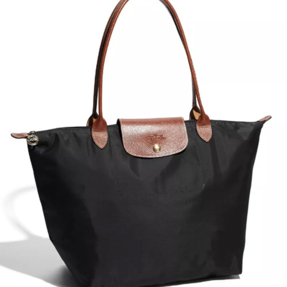 Longchamp Tote Large Leather and Canvas (Preowned)