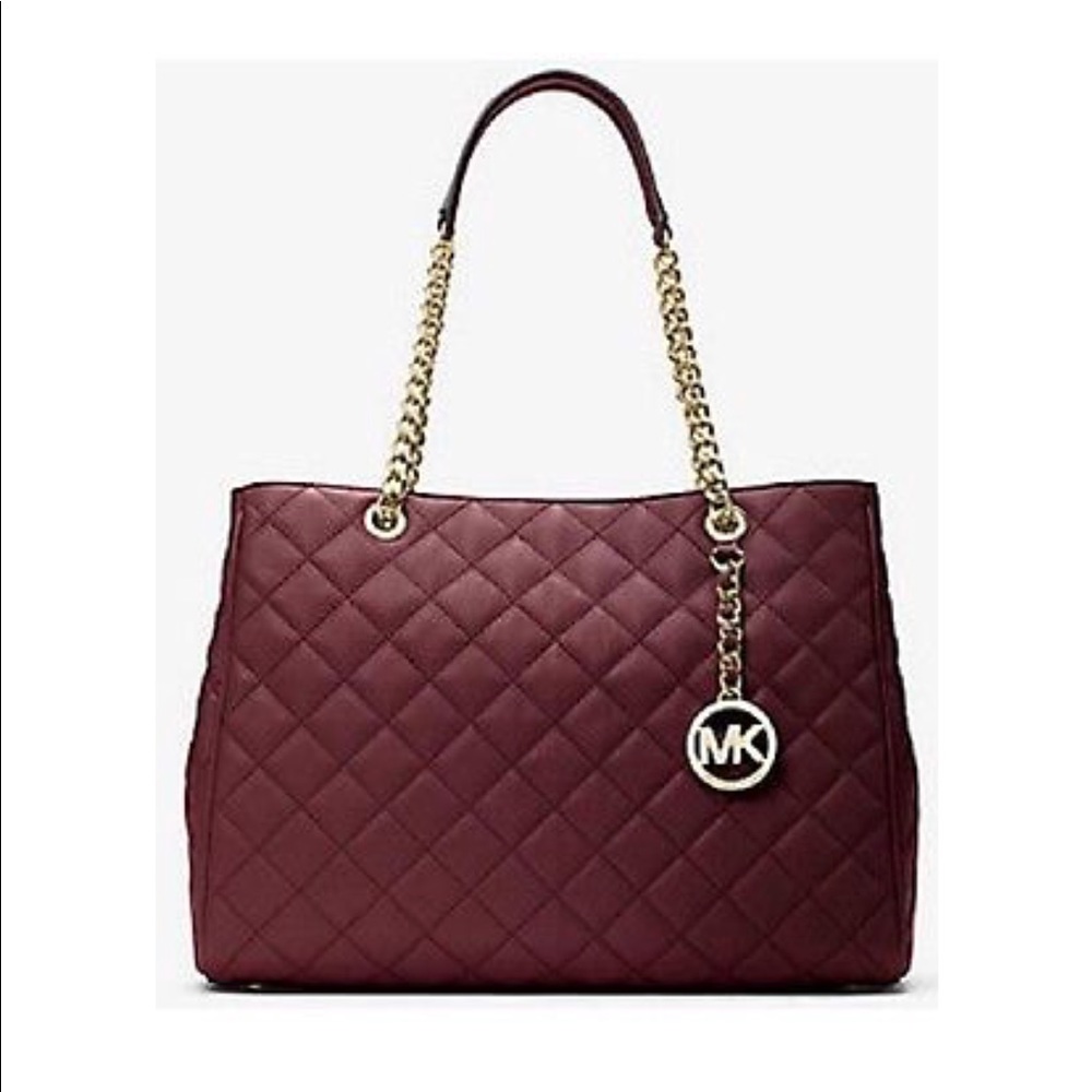 🆕MK Susannah Quilted Merlot Leather Large Tote