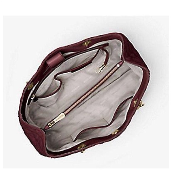 🆕MK Susannah Quilted Merlot Leather Large Tote - Picture 4 of 5