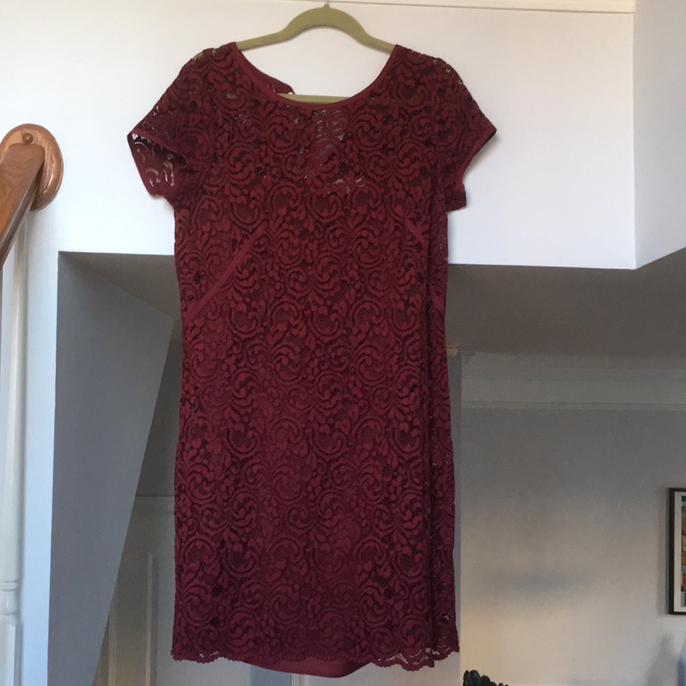 Ann Taylor Loft Burgundy Lace Dress