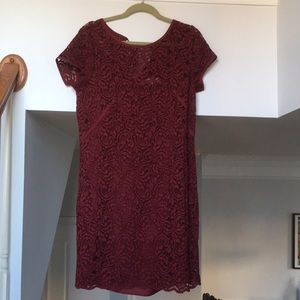 Ann Taylor Loft Burgundy Lace Dress