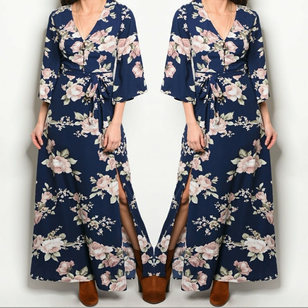 Navy floral dress
