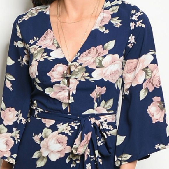 Navy floral dress - Picture 3 of 8